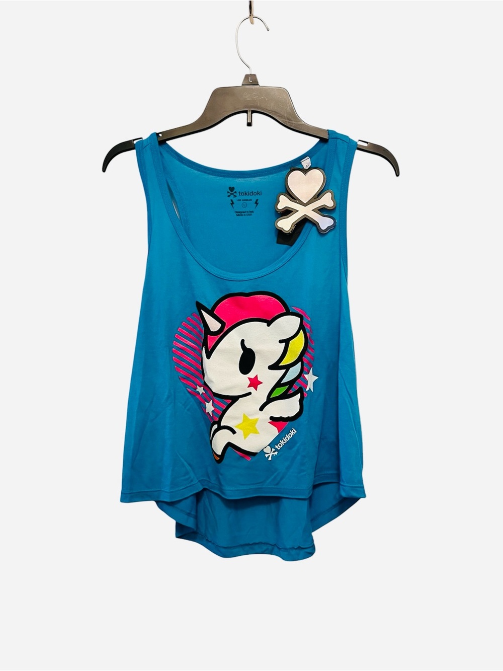 tokidoki Blue Graphic Stellina Unicorno Tank Top with Pink Yellow Green Accents